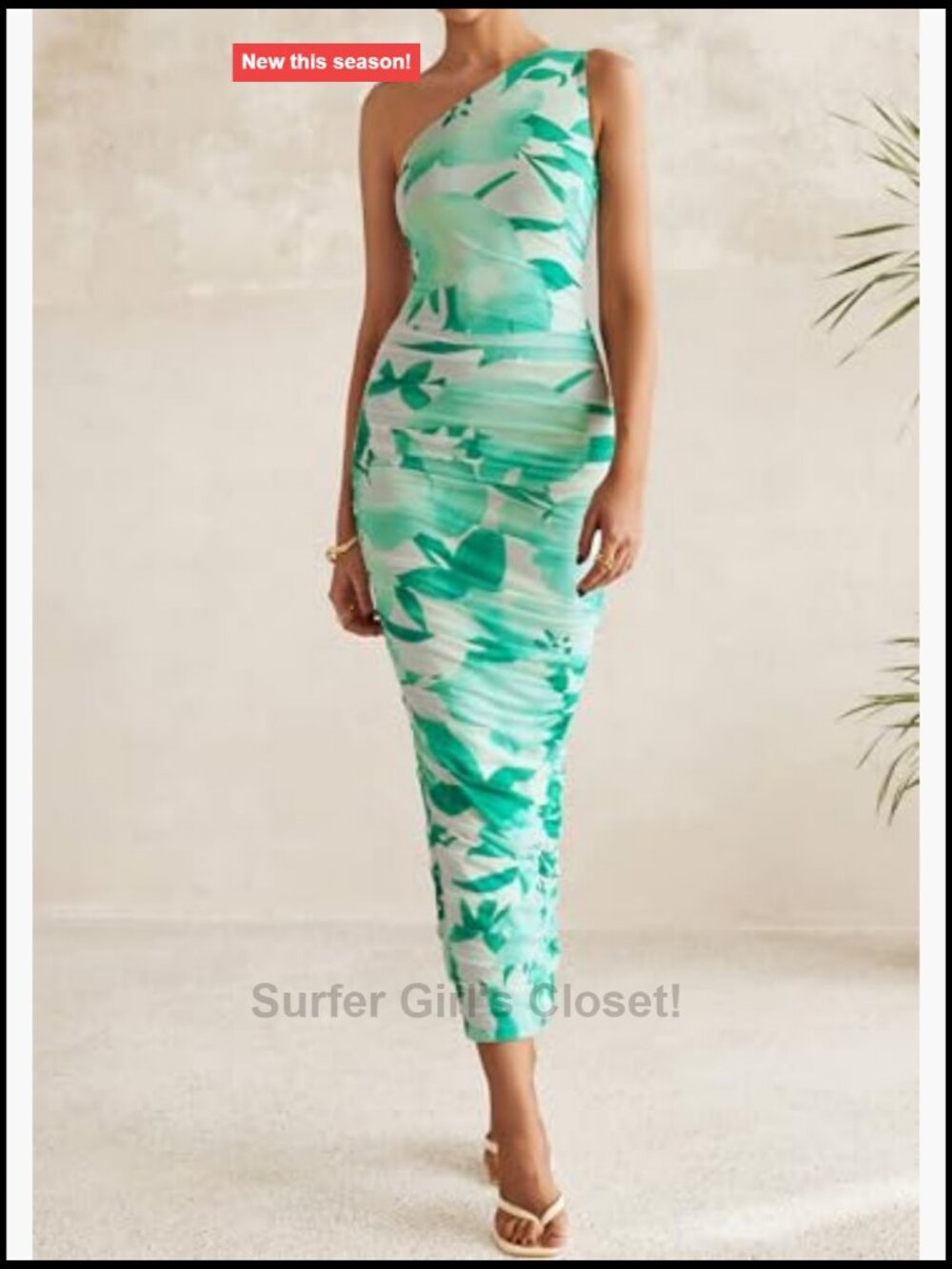One Shoulder Ruched Maxi Bodycon Dress Mesh Sleeveless - Picture 5 of 7